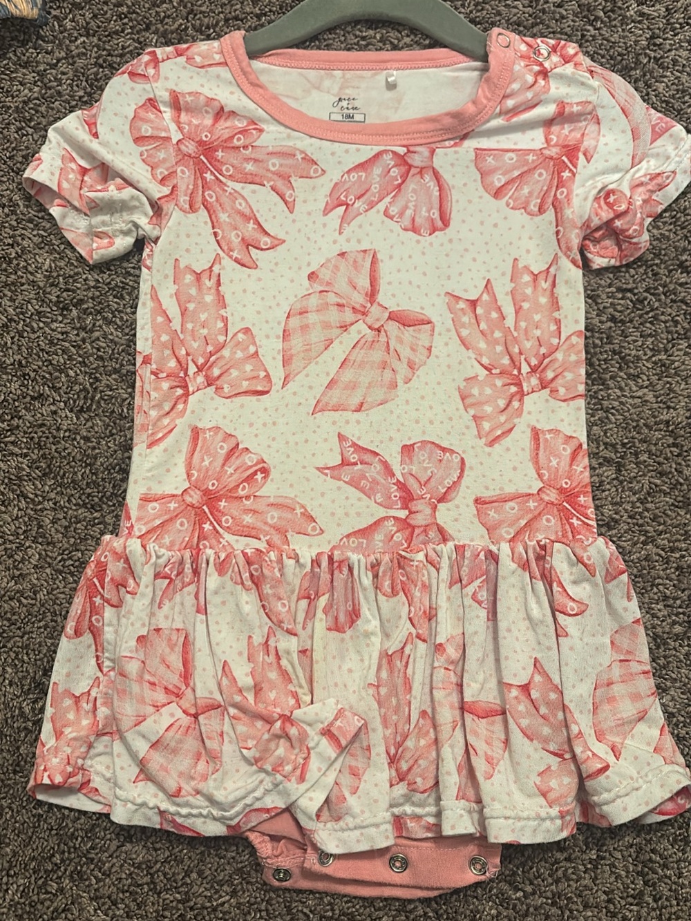 BAMBOO Pink Bow Print Ruffle One-Piece Dress